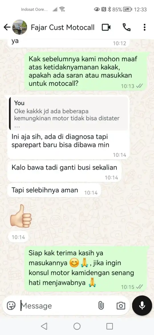 Testimoni Pelanggan Bengkel Motor panggilan