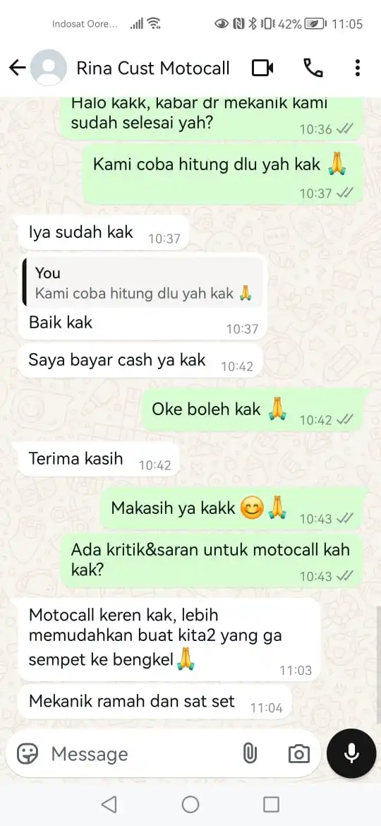 Testimoni Pelanggan Bengkel Motor panggilan